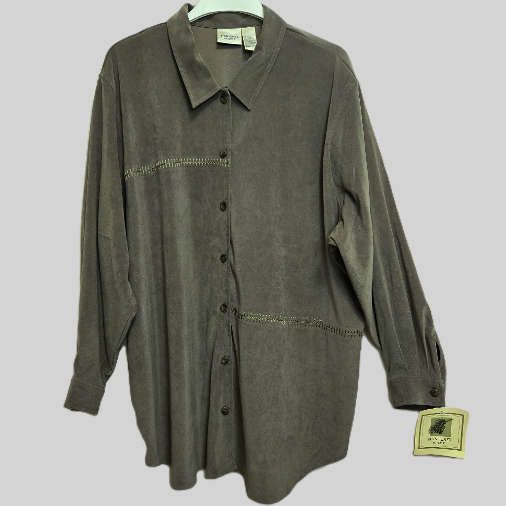 Monterey By Koret Pine Green Long Sleeve ButtonDown Collared Shirt